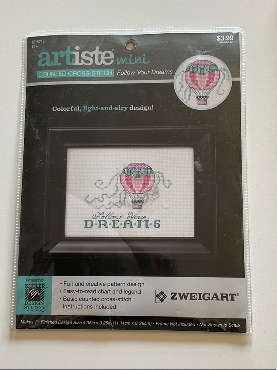 artiste Other - 🎉FREE🎉Zweigart Follow Your Dreams Hot Air Balloon Cross-Stitch Kit -